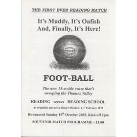 READING V READING SCHOOL 2003 FOOTBALL PROGRAMME