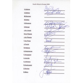 SOUTH AFRICA 2009 (TOUR TO EUROPE) RUGBY UNION AUTOGRAPHS