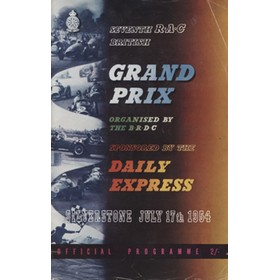 BRITISH GRAND PRIX 1954 MOTOR RACING PROGRAMME
