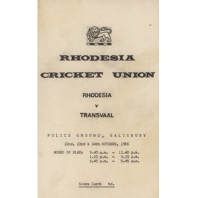 RHODESIA V TRANSVAAL 1966 CRICKET SCORECARD
