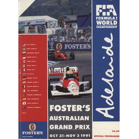AUSTRALIAN GRAND PRIX 1991 MOTOR RACING PROGRAMME