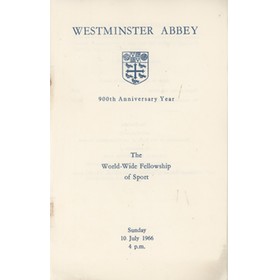 1966 WORLD CUP SERVICE AT WESTMINSTER ABBEY - THE WORLD-WIDE FELLOWSHIP OF SPORT