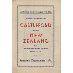 CASTLEFORD V NEW ZEALAND 1947 RUGBY LEAGUE PROGRAMME