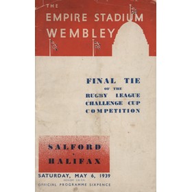 SALFORD V HALIFAX 1939 (CHALLENGE CUP FINAL) RUGBY LEAGUE PROGRAMME