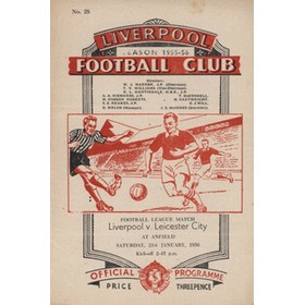 LIVERPOOL V LEICESTER CITY 1955-56 FOOTBALL PROGRAMME