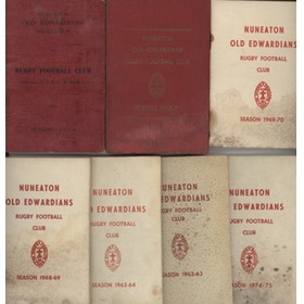 NUNEATON OLD EDWARDIANS RUGBY FOOTBALL CLUB FIXTURES CARDS 1933-75 (X7)