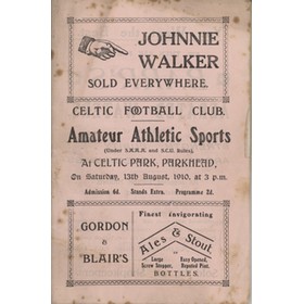 CELTIC FOOTBALL CLUB AMATEUR ATHLETIC SPORTS 1910 PROGRAMME - INCLUDING FOOTBALL