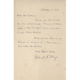 ROLAND LA STARZA 1972 SIGNED BOXING LETTER