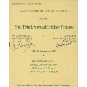 AUSTRALIAN XI V WORLD XI 1974 (DRUMMOYNE OVAL) CRICKET PROGRAMME