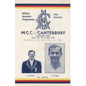 CANTERBURY V ENGLAND 1955 CRICKET PROGRAMME
