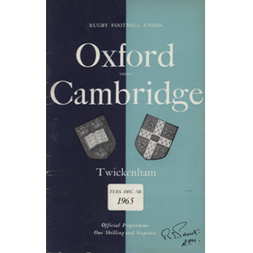 OXFORD V CAMBRIDGE 1965 RUGBY UNION PROGRAMME