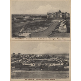 HELIOPOLIS (EGYPT) - VIEWS OF STADIUM AND PALACE HOTEL POSTCARDS (X2)
