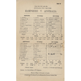 HAMPSHIRE V AUSTRALIA 1948 CRICKET SCORECARD