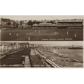 SUSSEX COUNTY CRICKET GROUND & SEA FRONT (HOVE) POSTCARD