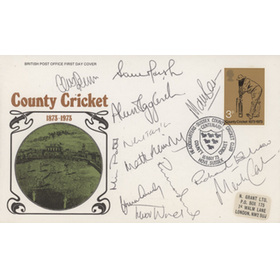 COUNTY CRICKET 1873-1973 OFFICIAL FIRST DAY COVER  - SIGNED BY 12 KENT PLAYERS