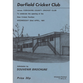 DARFIELD CRICKET CLUB V YORKSHIRE CCC 1981 CRICKET PROGRAMME