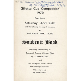 A BRIEF HISTORY OF CORNWALL COUNTY CRICKET CLUB (JIM SWANTON