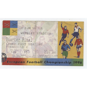 EUROPEAN FOOTBALL CHAMPIONSHIP 1996 QUARTER-FINAL TICKET - ENGLAND V SPAIN