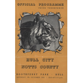 HULL CITY V NOTTS COUNTY 1952-53 FOOTBALL PROGRAMME