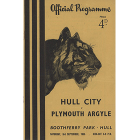 HULL CITY V PLYMOUTH ARGYLE 1955-56 FOOTBALL PROGRAMME 