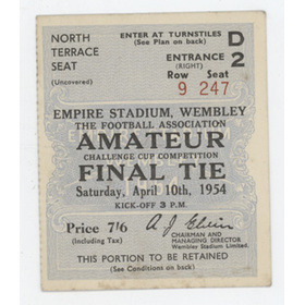 CROOK TOWN V BISHOP AUCKLAND 1954 AMATEUR CUP FINAL FOOTBALL TICKET