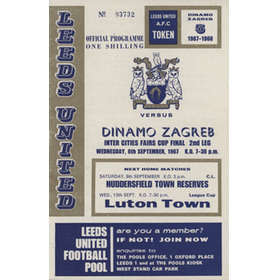 LEEDS UNITED V DINAMO ZAGREB 1967 (FAIRS CUP FINAL 2ND LEG) FOOTBALL PROGRAMME