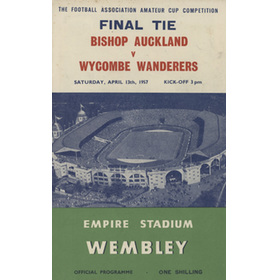 BISHOP AUCKLAND V WYCOMBE WANDERERS 1957 AMATEUR CUP FINAL FOOTBALL PROGRAMME + SINGING SHEET