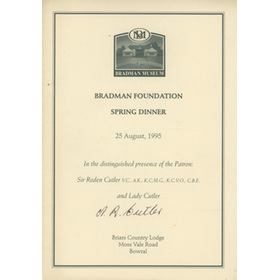 BRADMAN FOUNDATION SPRING DINNER 1995 SIGNED MENU