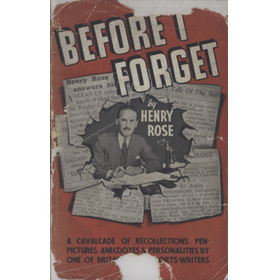 BEFORE I FORGET (AUTHOR DIED IN MUNICH AIR DISASTER)