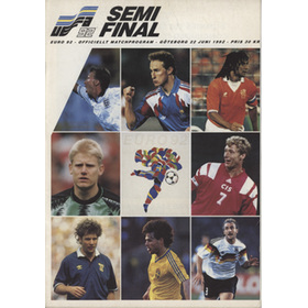 HOLLAND V DENMARK 1992 (EUROPEAN CHAMPIONSHIPS SEMI-FINAL) FOOTBALL PROGRAMME