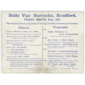 ALF WOOD V ALBERT SMITH 1911 (BRADFORD) BOXING PROGRAMME