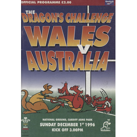 WALES V AUSTRALIA 1996 RUGBY UNION PROGRAMME