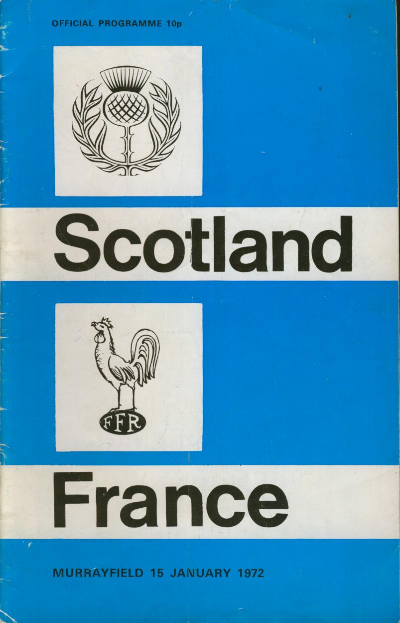 1972 SCOTLAND V FRANCE FIVE NATIONS INTERNATIONAL RUGBY UNION PROGRAMME 