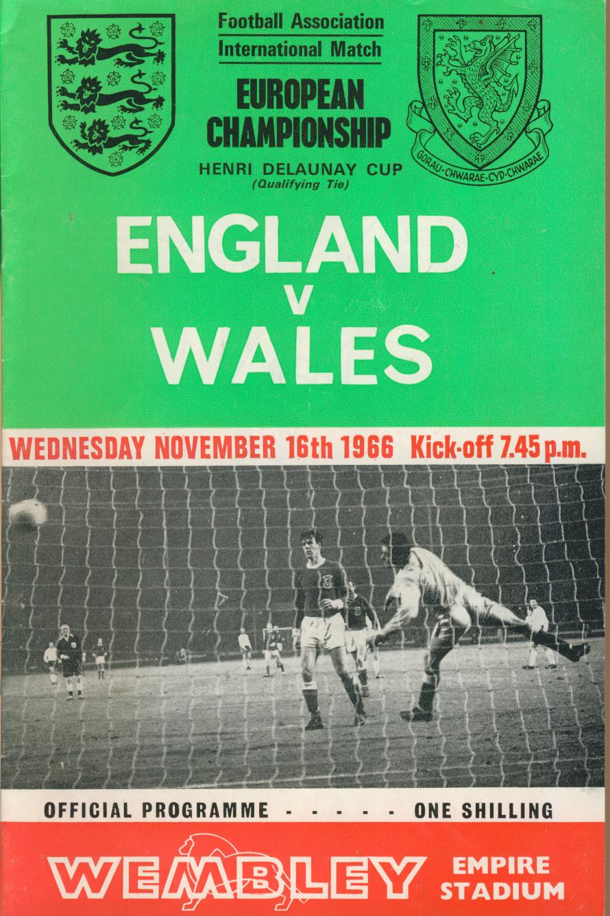 ENGLAND V WALES 1966 FOOTBALL PROGRAMME International Football