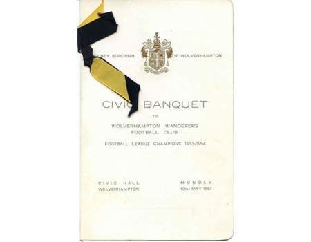 WOLVERHAMPTON WANDERERS 1954 (LEAGUE CHAMPIONS) menu card