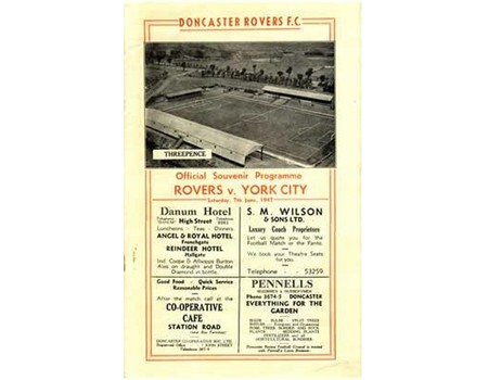 DONCASTER ROVERS V YORK CITY 1946/47 FOOTBALL PROGRAMME