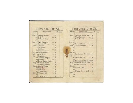 CHILWELL CRICKET CLUB (NOTTINGHAMSHIRE) FIXTURES CARD 1947