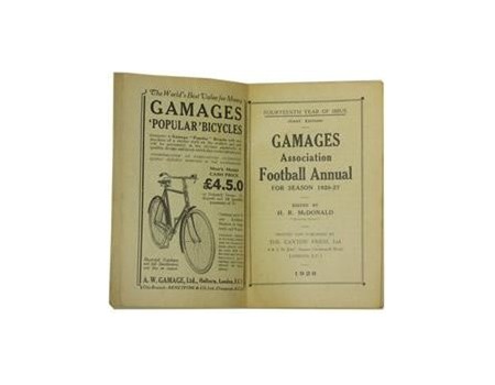GAMAGES ASSOCIATION FOOTBALL ANNUAL 1926-27