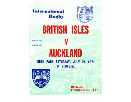 AUCKLAND V BRITISH ISLES 1971 RUGBY PROGRAMME