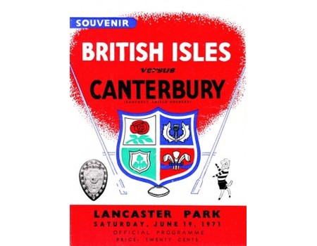 CANTERBURY V BRITISH ISLES 1971 RUGBY PROGRAMME