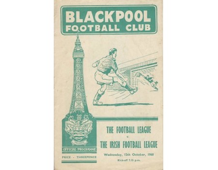FOOTBALL LEAGUE V IRISH FOOTBALL LEAGUE 1960 (FRIENDLY) FOOTBALL PROGRAMME