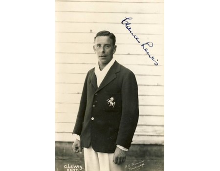 CLAUDE LEWIS (KENT) SIGNED CRICKET POSTCARD