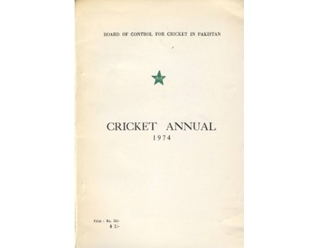 BOARD OF CONTROL FOR CRICKET IN PAKISTAN: CRICKET ANNUAL 1974