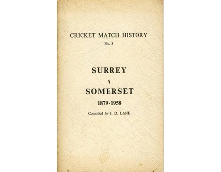 SURREY V SOMERSET 1879-1958 - CRICKET MATCH HISTORY