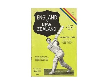 NEW ZEALAND V ENGLAND 1958-59 (LANCASTER PARK) CRICKET PROGRAMME