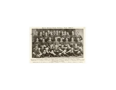 SOUTH AFRICAN RUGBY TEAM 1906-07 RUGBY POSTCARD