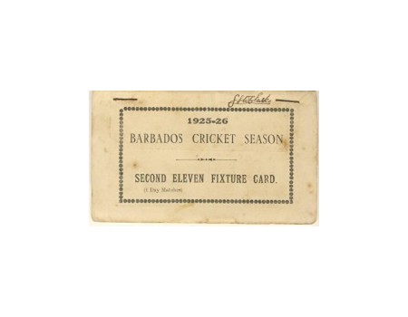BARBADOS CRICKET SEASON 1925-26 (2ND XI FIXTURE CARD)