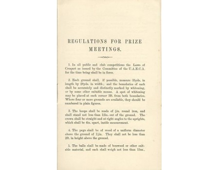 CROQUET: REGULATIONS FOR PRIZE MEETING