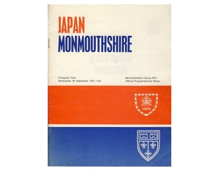MONMOUTHSHIRE V JAPAN 1973 RUGBY PROGRAMME