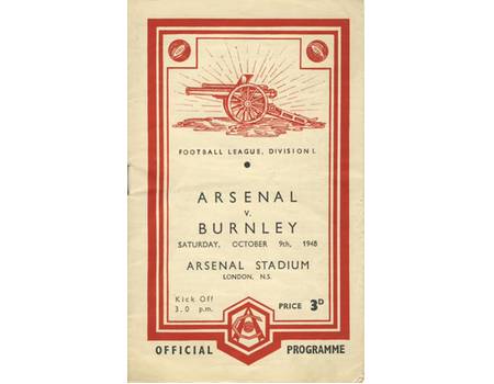 ARSENAL V BURNLEY 1948-49 FOOTBALL PROGRAMME